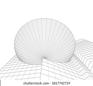 edificios abstractos, dibujo arquitectónico 3d