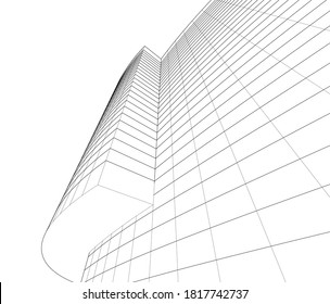 abstract buildings, architectural drawing 3d