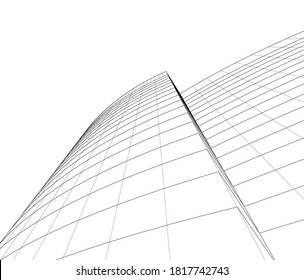 abstract buildings, architectural drawing 3d