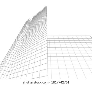 abstract buildings, architectural drawing 3d