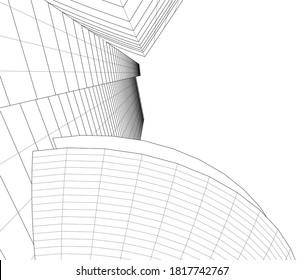 edificios abstractos, dibujo arquitectónico 3d