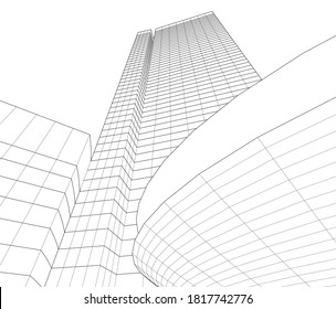abstract buildings, architectural drawing 3d