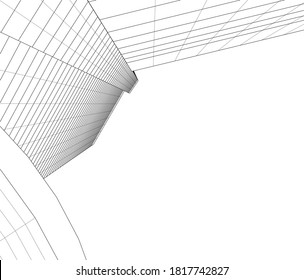 abstract buildings, architectural drawing 3d