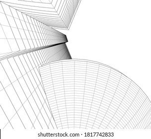 abstract buildings, architectural drawing 3d