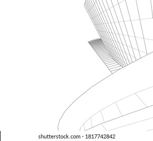 abstract buildings, architectural drawing 3d