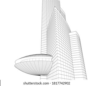 abstract buildings, architectural drawing 3d
