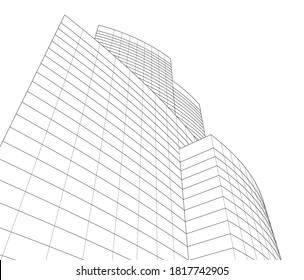 abstract buildings, architectural drawing 3d