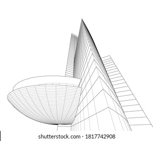 abstract buildings, architectural drawing 3d