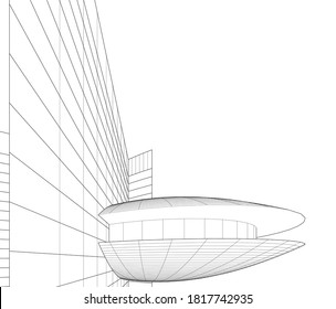 abstract buildings, architectural drawing 3d