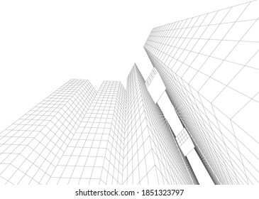 abstract buildings architectural drawing 3d