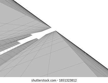 abstract buildings architectural drawing 3d