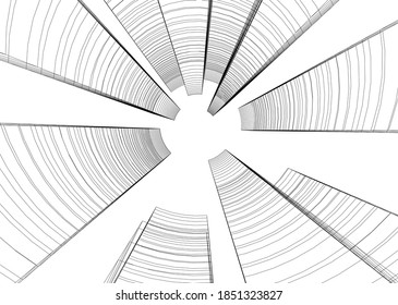 dibujo arquitectónico de edificios abstractos 3d