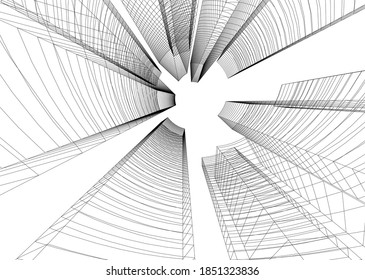 abstract buildings architectural drawing 3d