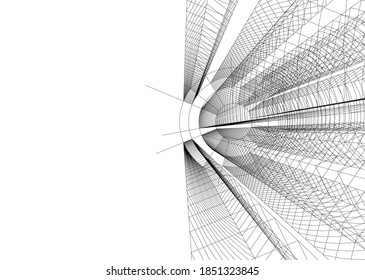 abstract buildings architectural drawing 3d