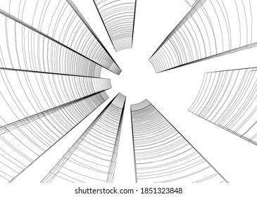 abstract buildings architectural drawing 3d