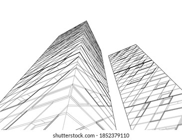 abstract buildings, architectural drawing 3d