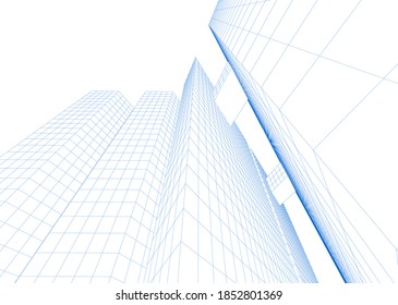 edificios abstractos, dibujo arquitectónico 3d