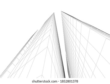 abstract buildings, architectural drawing 3d