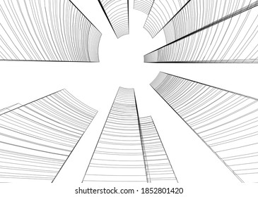 abstract buildings, architectural drawing 3d