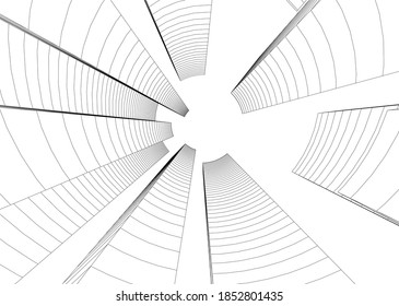 abstract buildings, architectural drawing 3d