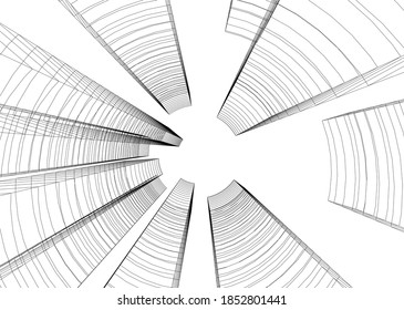 abstract buildings, architectural drawing 3d