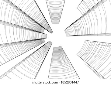 abstract buildings, architectural drawing 3d