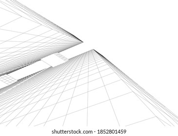abstract buildings, architectural drawing 3d