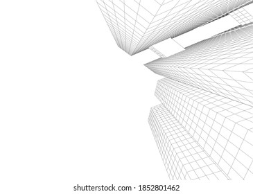 abstract buildings, architectural drawing 3d