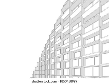 abstract buildings architectural drawing 3d
