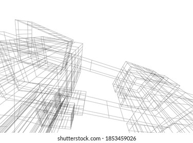 abstract buildings architectural drawing 3d
