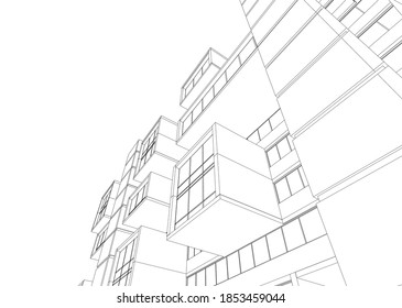 abstract buildings architectural drawing 3d