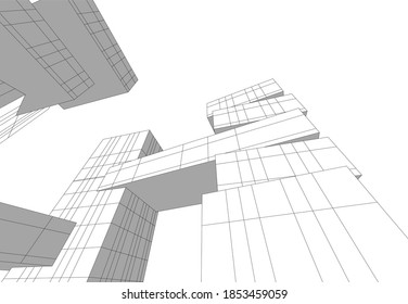 dibujo arquitectónico de edificios abstractos 3d