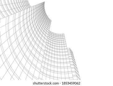 dibujo arquitectónico de edificios abstractos 3d