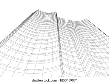 abstract buildings architectural drawing 3d