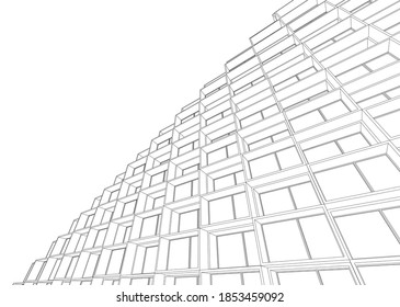 abstract buildings architectural drawing 3d