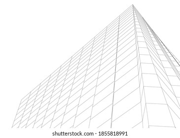 dibujo arquitectónico de edificios abstractos 3d