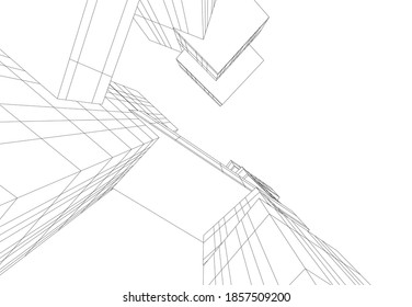 dibujo arquitectónico de edificios abstractos 3d