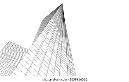 edificios abstractos, dibujo arquitectónico 3d