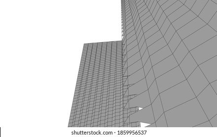 abstract buildings, architectural drawing 3d