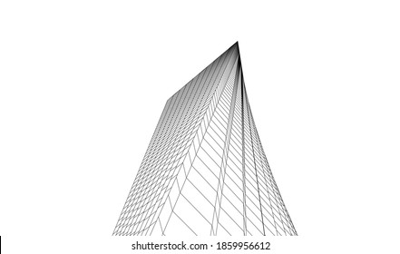 abstract buildings, architectural drawing 3d