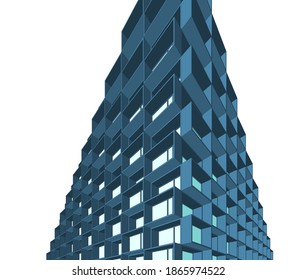 edificios abstractos, dibujo arquitectónico 3d
