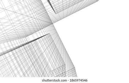 abstract buildings, architectural drawing 3d