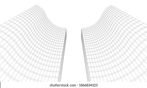 dibujo arquitectónico de edificios abstractos 3d
