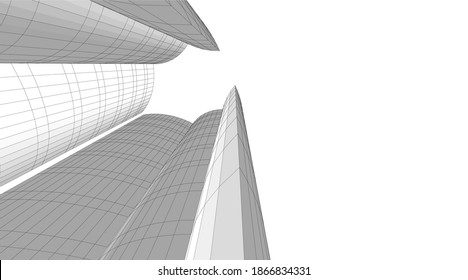 abstract buildings architectural drawing 3d
