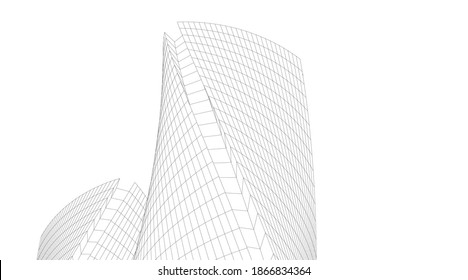abstrakte Gebäude, architektonische Zeichnung 3d