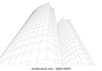 dibujo arquitectónico de edificios abstractos 3d