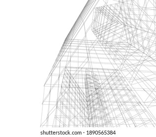 abstract buildings architectural drawing 3d