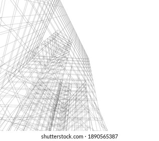 dibujo arquitectónico de edificios abstractos 3d