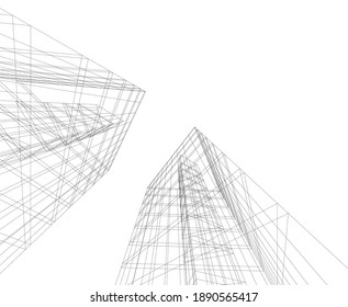 abstract buildings architectural drawing 3d