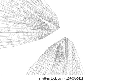 dibujo arquitectónico de edificios abstractos 3d